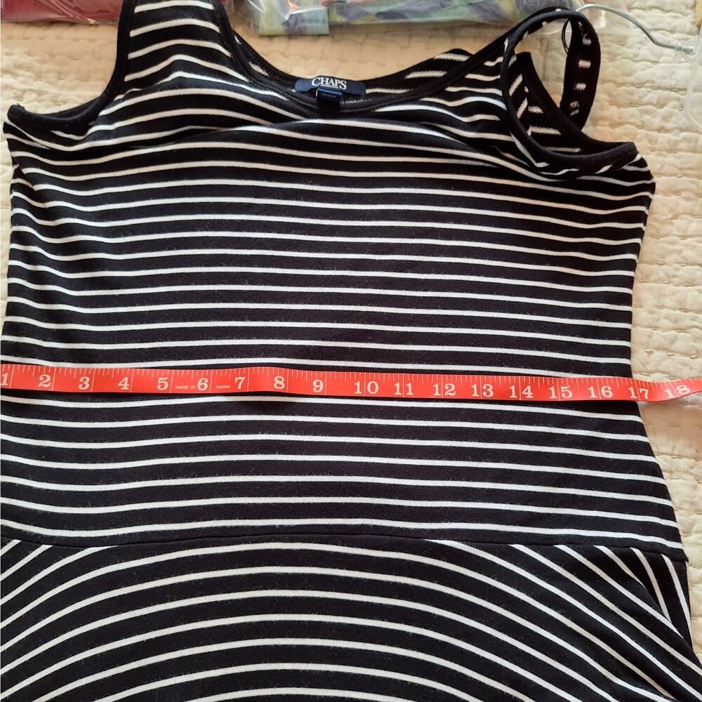 Chaps Oleander Black and White Stripe Sleeveless Dress Size L - Picture 9 of 14